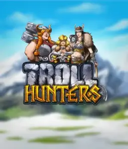 Изображение слота "Troll Hunters" от Play'N Go, на котором представлены три викинга: две женщины и один мужчина, облаченные в традиционные викингские доспехи. За их спинами виднеются заснеженные горы, что добавляет атмосферу северных легенд. Этот игровой автомат идеален для любителей скандинавской культуры и эпических приключений.